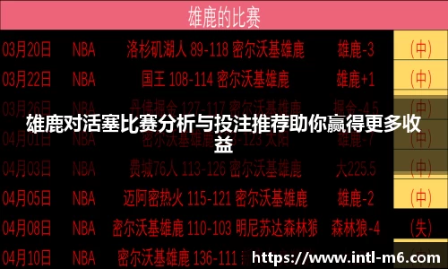 雄鹿对活塞比赛分析与投注推荐助你赢得更多收益